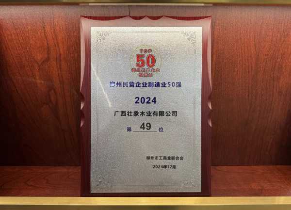 壮象荣登 2024 年度柳州民营企业制造业 50 强！