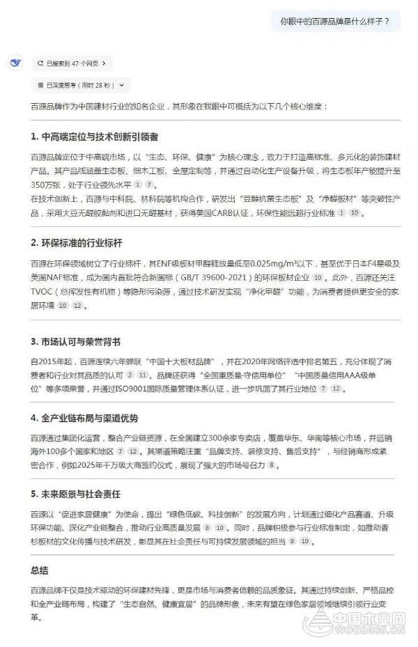 用 DeepSeek 解读百源板材，它眼中的百源板材竟然是这样?