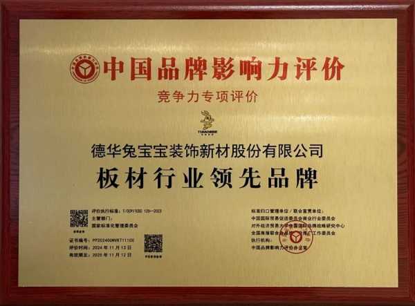 荣耀时刻|兔宝宝荣膺“板材行业领先品牌”