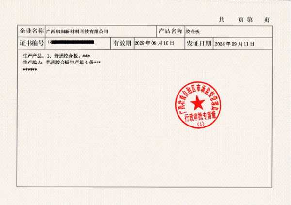 启阳新材料荣获贵港首家全国工业产品生产许可证企业