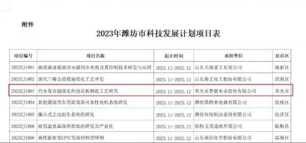 鲁丽木业成功入选2023年潍坊市科技发展计划项目