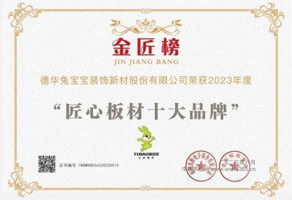 金匠榜榜单出炉，兔宝宝揽获三项实力大奖！