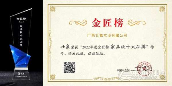 创新不止 壮象木业揽获2022金匠榜三项荣誉