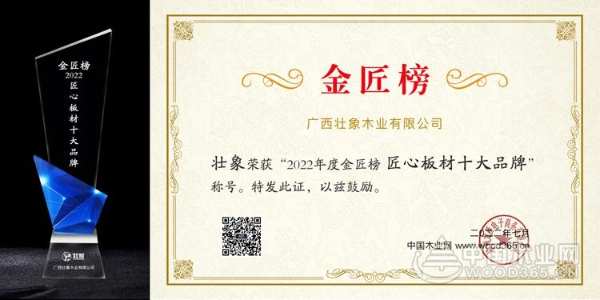 创新不止 壮象木业揽获2022金匠榜三项荣誉