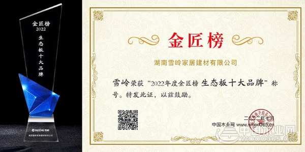 铿锵致远 雪岭木业实力摘夺2022金匠榜两项殊荣