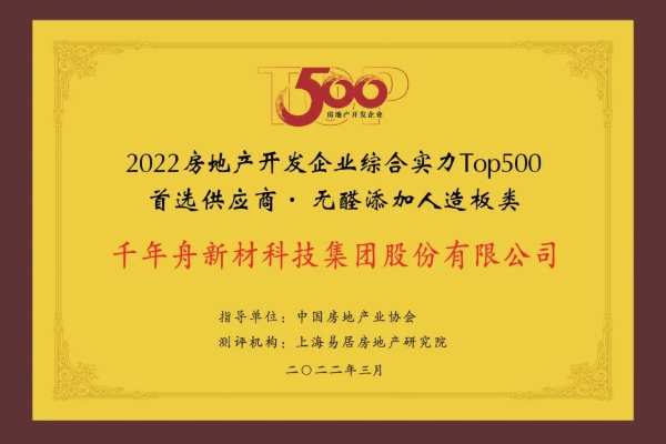 喜讯丨房地产开发企业综合实力「首 选供应商TOP500」！千年舟凭实力再斩双奖