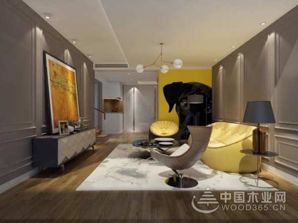 兔宝宝复合木地板，玻璃茶几的好伴侣