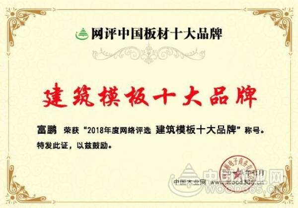 实力凸显 富鹏获得“十大建筑模板”称号