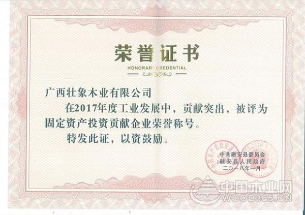 壮象获融安县县政府表彰